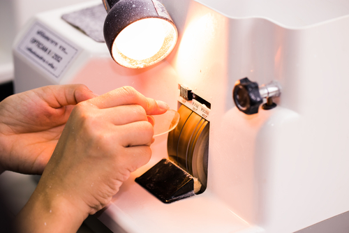 Eyeglasses lens being made